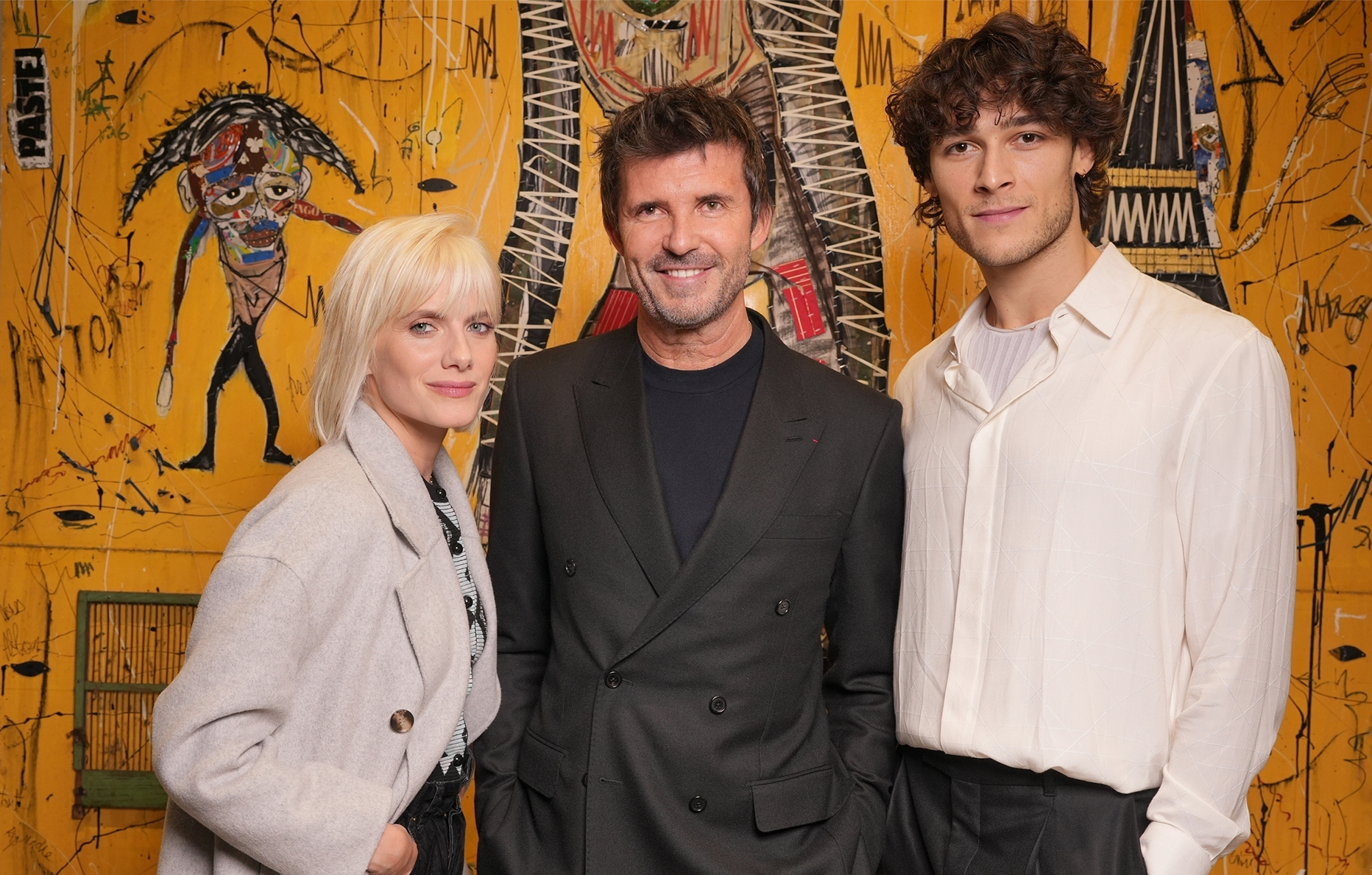 Mélanie Laurent, Paul-Emmanuel Reiffers et Hugo Marchand. © Stéphane Feugère. Le vernissage de “Les Apparitions”, première exposition permanente de Reiffers Art Initiatives.